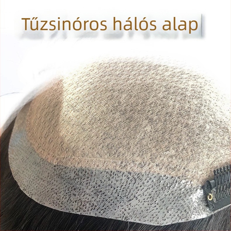 Férfi paróka valódi emberi hajból, teljesen kézzel szőtt, rövid fazon, festhető és perm-kezelhető.
