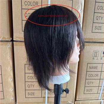 Férfi paróka emberi hajból, rövid hajhosszal, teljesen kézzel szőtt, festhető és dauerolható