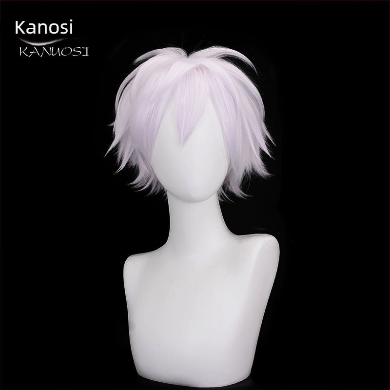 Carnoth Gojo Satoru cosplay paróka a Jujutsu Kaisenból, lilás-lila rövid göndör haj, anime paróka