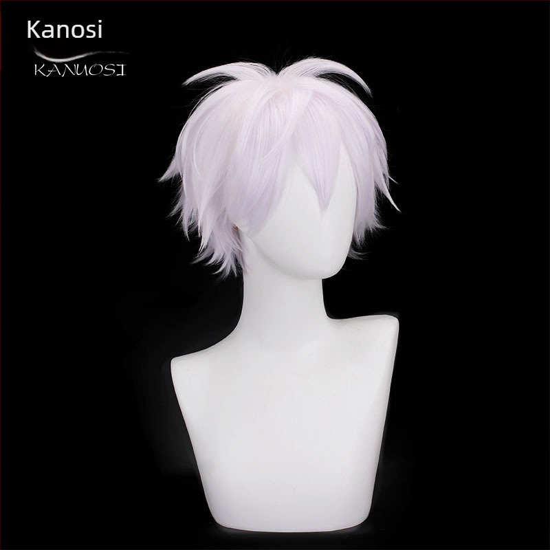 Carnoth Gojo Satoru cosplay paróka a Jujutsu Kaisenból, lilás-lila rövid göndör haj, anime paróka