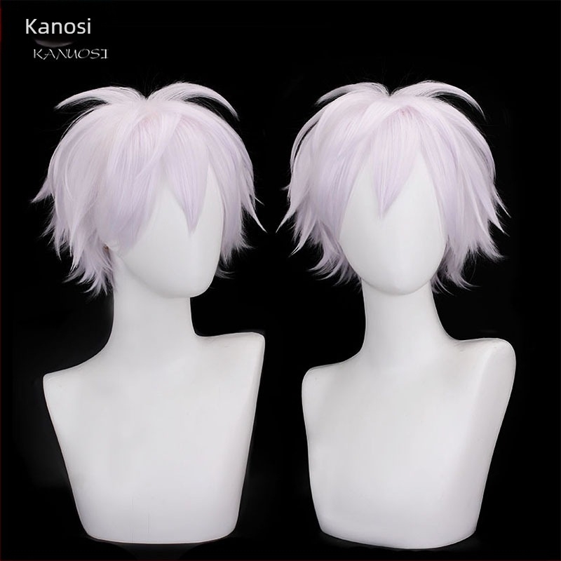 Carnoth Gojo Satoru cosplay paróka a Jujutsu Kaisenból, lilás-lila rövid göndör haj, anime paróka