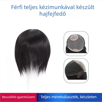 Férfi paróka teljes kézi szövésű, valós emberi hajból, rövid fazon, nem permelhető vagy festhető, bármilyen arcformához és bőrtónushoz illeszkedik