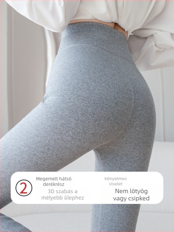 Női magas derekú fleece-belsejű leggings, vastag és rugalmas, plusz méret 100 kg-ig, téli 3/4 hosszúságú