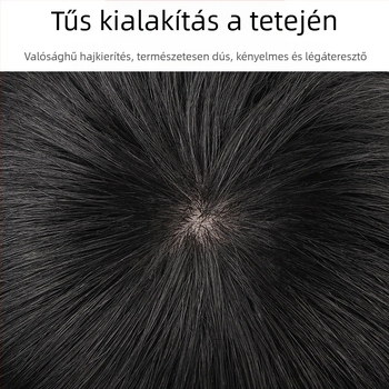 Férfiaknak készült valódi hajból készült paróka, teljes fejfedő, természetes rövid frizura, középkorú és idős férfiak számára
