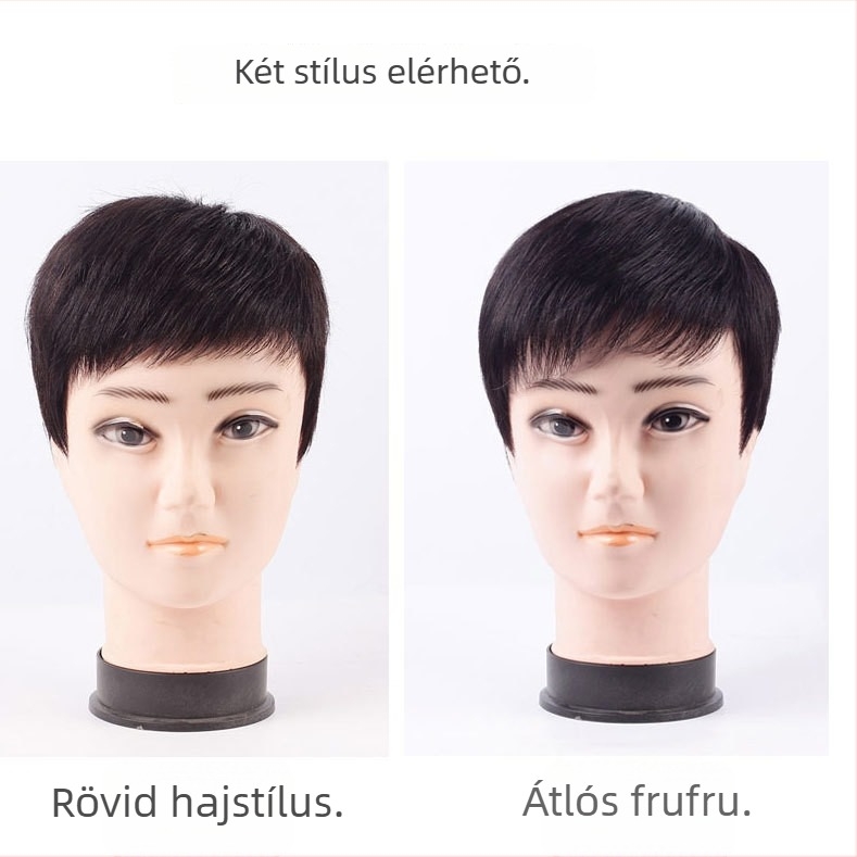 Férfi paróka emberi hajból, rövid fazon, természetes, élethű megjelenés, bármilyen bőrtónushoz és arcformához illeszkedik, középkorúaknak és időseknek