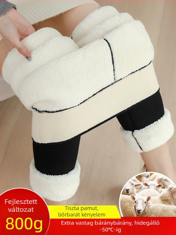 Női pamut leggings fleece belsővel, vastag és meleg, magas derekú, téli viselet, plusz méret