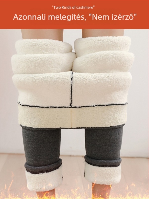 Női pamut leggings fleece belsővel, vastag és meleg, magas derekú, téli viselet, plusz méret
