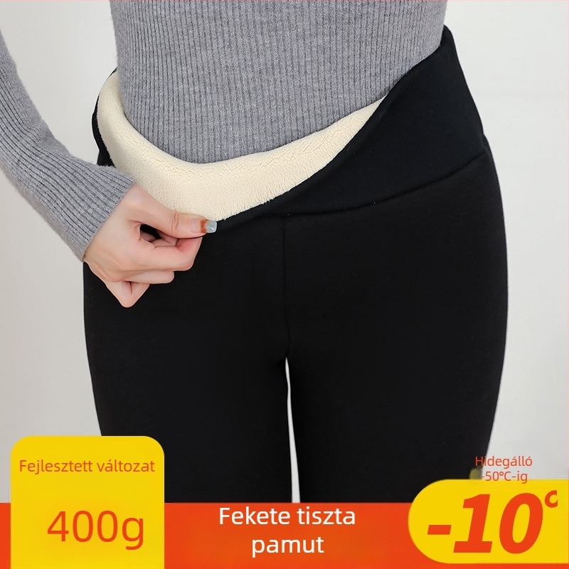 Női pamut leggings fleece belsővel, vastag és meleg, magas derekú, téli viselet, plusz méret