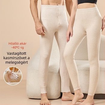 Kasmír melegítő nadrágok, uniszex, magas derék, slim-fit, extra vastag