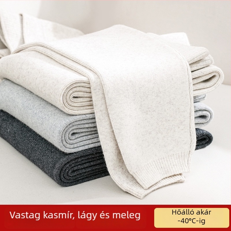 Kasmír melegítő nadrágok, uniszex, magas derék, slim-fit, extra vastag