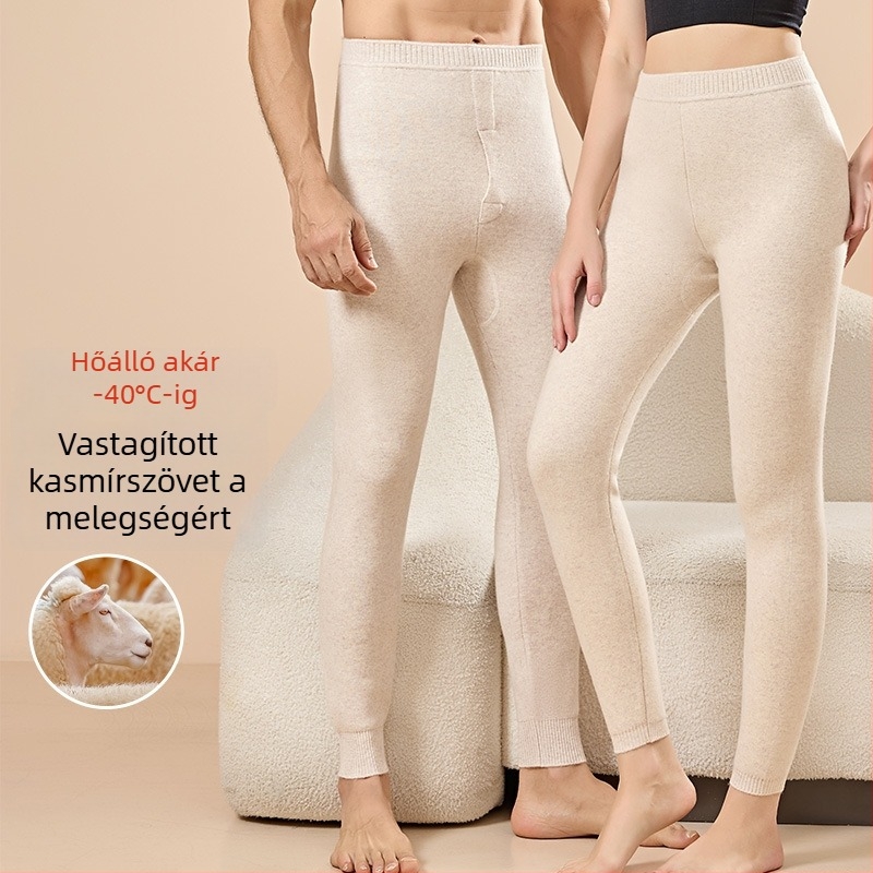 Kasmír melegítő nadrágok, uniszex, magas derék, slim-fit, extra vastag