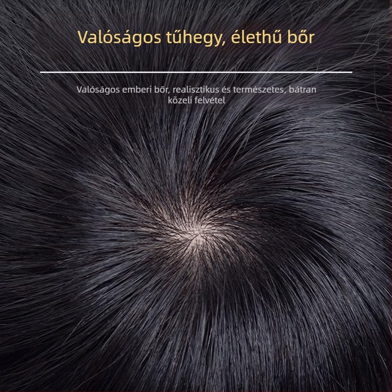 Férfi paróka valódi emberi hajból, teljes sapkás kivitelezés, modell M02, mechanizmusos feldolgozás, festhető, elfedi az ősz hajat