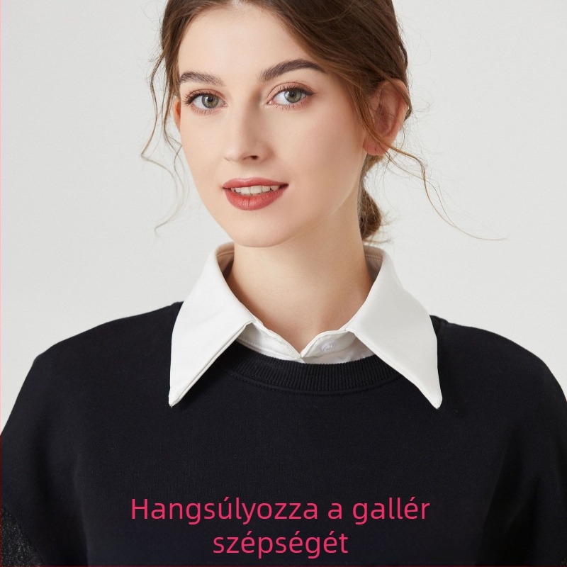 Női hamis gallér, houndstooth minta, pamut, őszi 2022