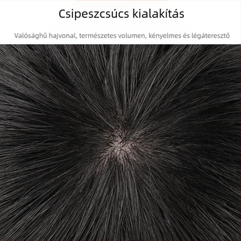 Férfiak számára teljes fejű paróka valódi hajból, rövid fazon, láthatatlan varratok nélküli, fedi az őszülő hajat