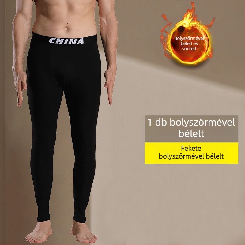 Férfi termálnadrágok, karcsúsított fazon, meleg fleece-béléssel, vékony téli hosszúnadrág, plusz méret
