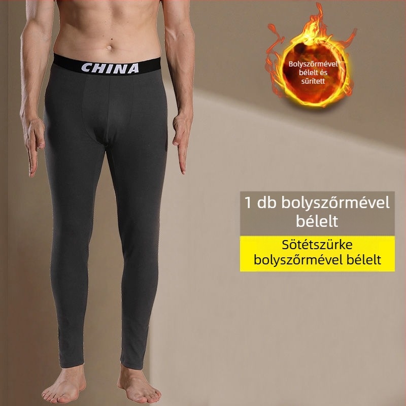 Férfi termálnadrágok, karcsúsított fazon, meleg fleece-béléssel, vékony téli hosszúnadrág, plusz méret