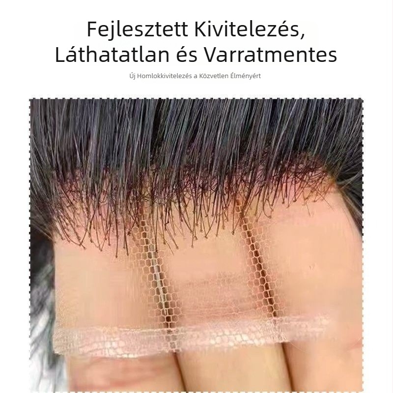 Férfiak számára készült teljes csipkés paróka rövid hajjal, svájci csipkével a fronton, teljesen kézzel kötött, láthatatlan hajvonal