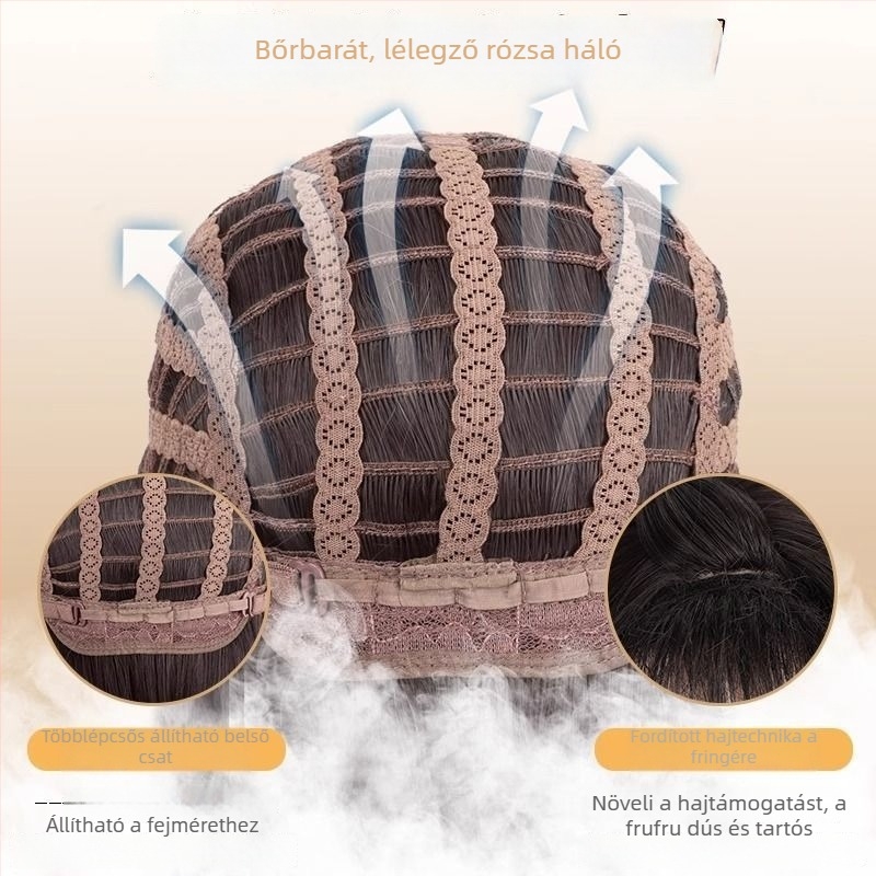 Férfi teljes fej paróka, koreai stílus, magas hőmérsékletű selyem, mechanikus feldolgozás, egyenes frufru