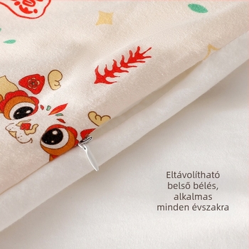 Újszülött babafogó tigris fej motívummal, rajzfilm mintás, levehető belső bélés, vastag téli takaró