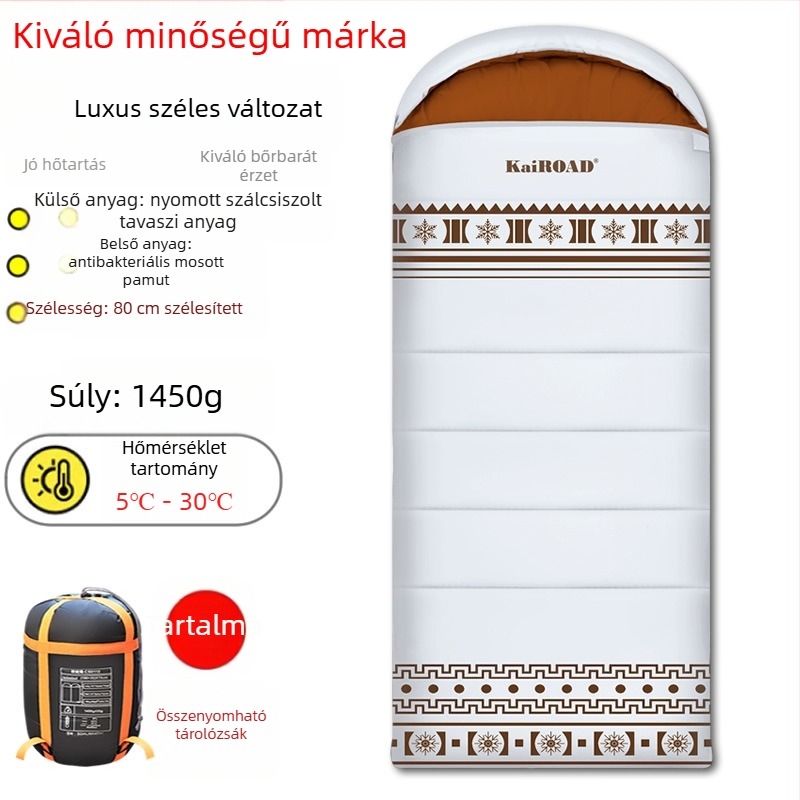 80 cm széles, könnyű luxus hálózsák kültéri kempingezéshez, felnőtteknek, kiváló hőszigetelés