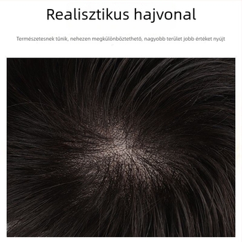 Férfi rövid hajú paróka valódi hajból, varrat nélküli, láthatatlan, elegáns megjelenés, koronán növeli a volument