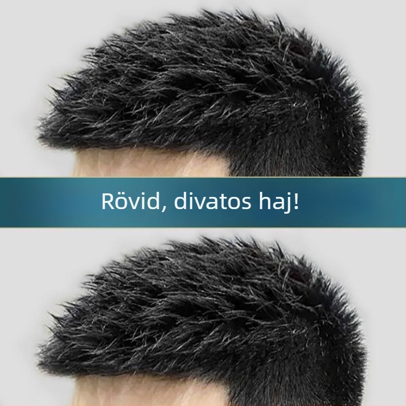 Férfi rövid hajú paróka valódi hajból, varrat nélküli, láthatatlan, elegáns megjelenés, koronán növeli a volument