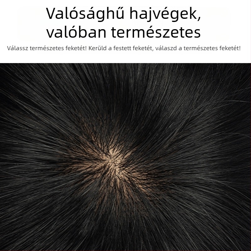 Férfi paróka valódi emberi hajból, rövid fazon, légáteresztő, természetes hatás középkorú és idős férfiak számára