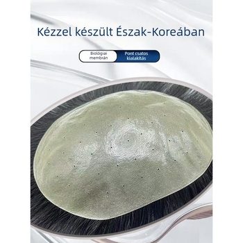 Férfi paróka emberi hajból, kézzel szőtt, lélegző vékony kialakítás, növeli a haj volumenét