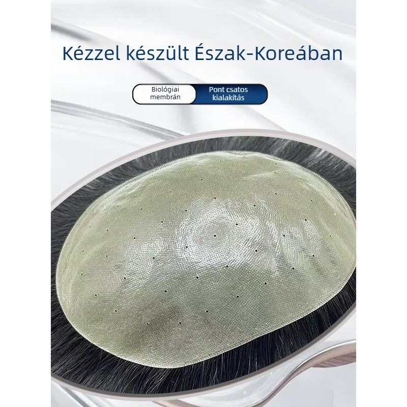 Férfi paróka emberi hajból, kézzel szőtt, lélegző vékony kialakítás, növeli a haj volumenét
