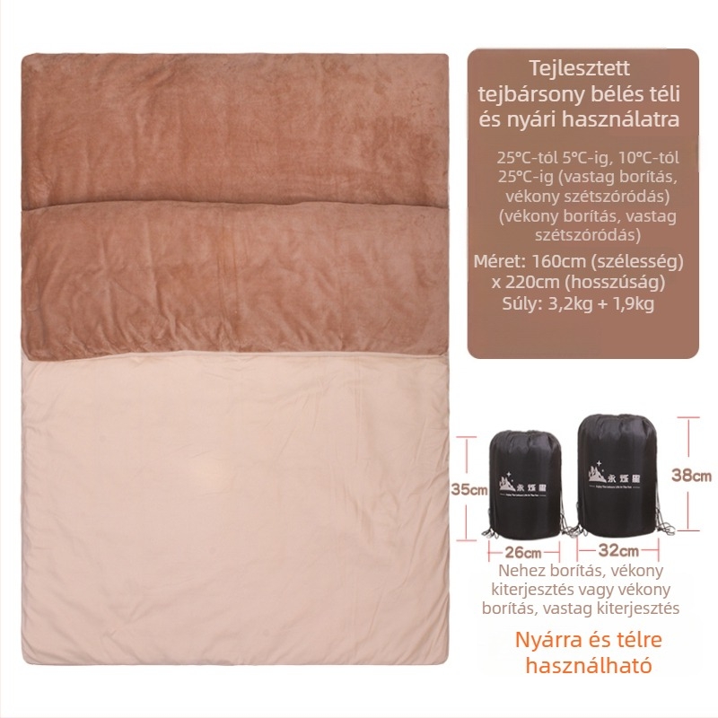 Gyerekeknek készült hálzsák, boríték típusú kivitel, külső nylon anyag, belső poliészter-pamut bélés