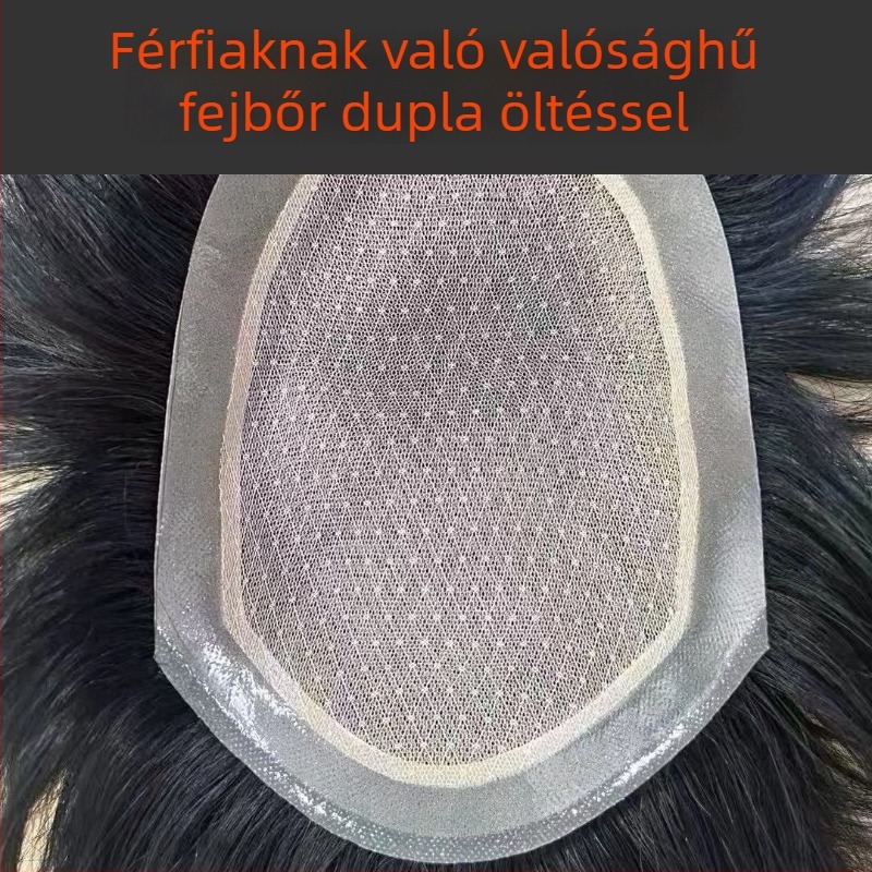 Meiyuexuan Férfi paróka valódi hajból, kézzel szőtt, könnyű és lélegző, természetes megjelenés
