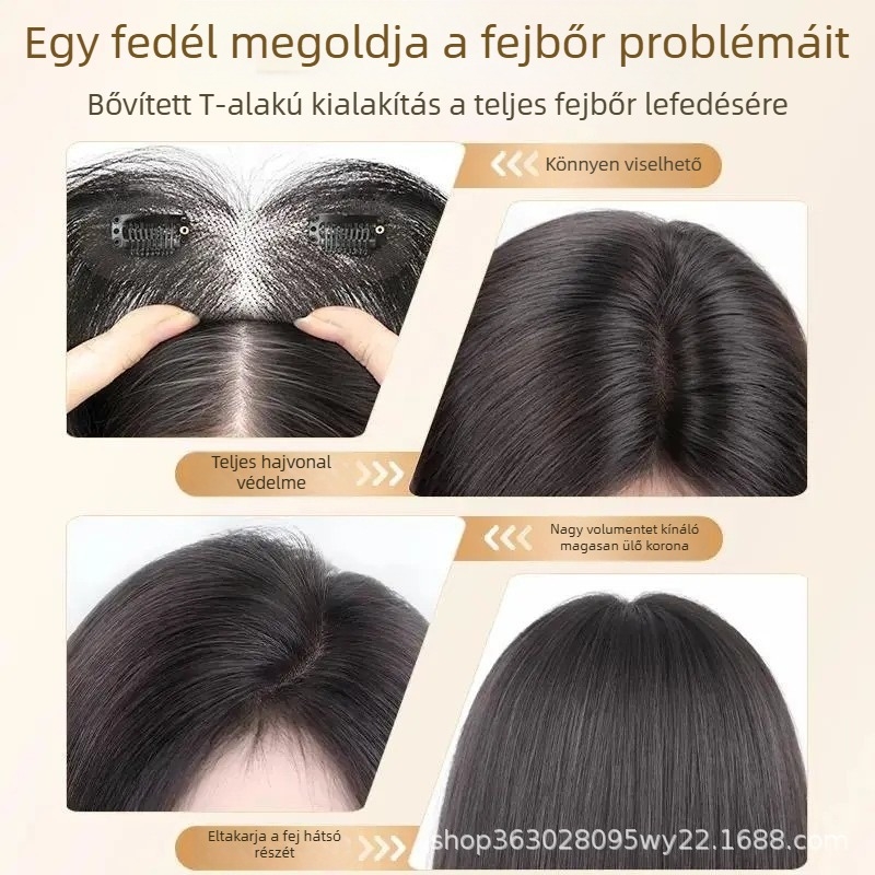 Hosszú, egyenes hajra való paróka, valódi emberi hajból, kézzel szövött, egyenes hatású