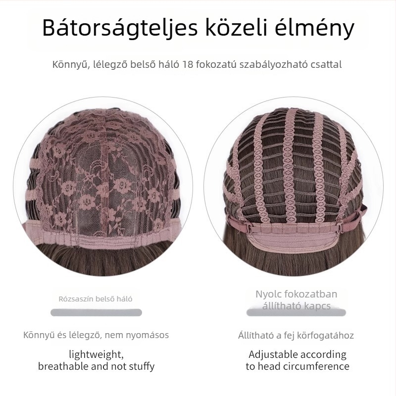 Koreai stílusú hosszú, egyenes paróka légies frufurral, hőálló rostokból, modell 1462
