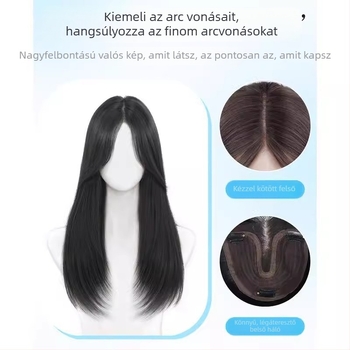 Paróka rész koronai volumenhez – kézzel font, fehérje szál, egyenes haj, láthatatlan felső rész, nem perm vagy festhető