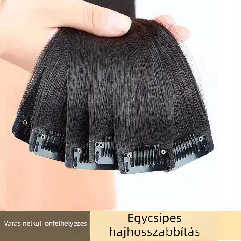 Valódi hajból készült parókadarab, varrat nélküli, egy darabból álló, láthatatlan frufru, hosszú egyenes haj