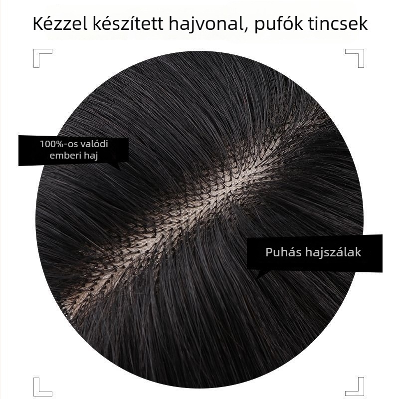 Férfi paróka, rövid egyenes haj, 8–10 cm hosszú, hajcsere blokk, emberi haj (8–10 cm hosszú, rövid, egyenes, emberi haj, hajcsere blokk, festhető és formázható)