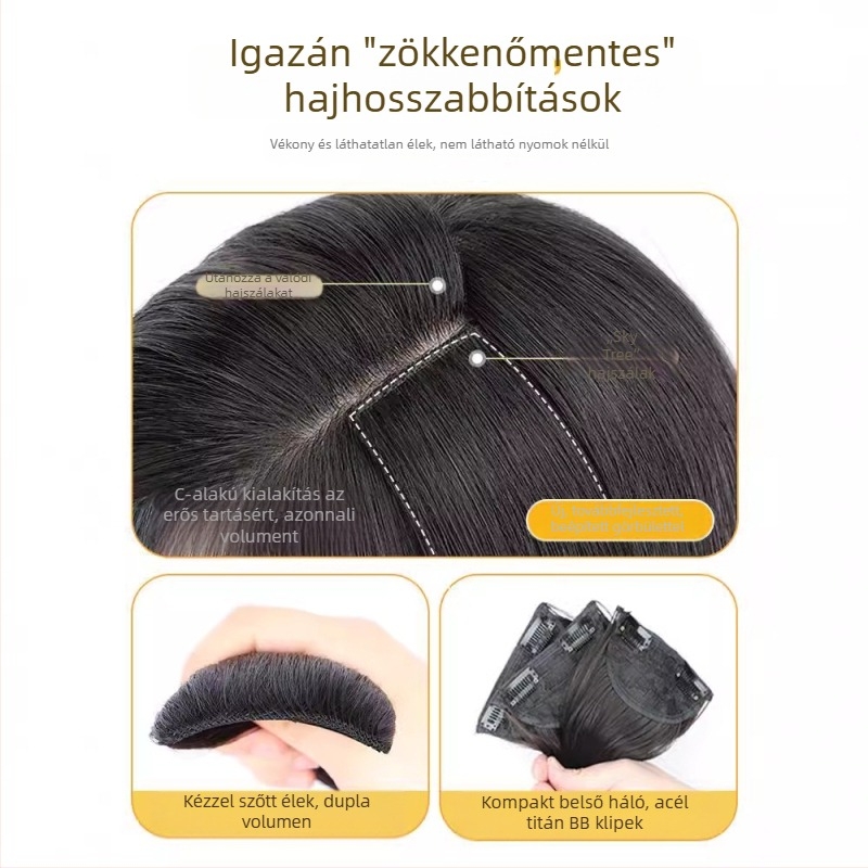 Háromrészes hosszú egyenes klipszes hajhosszabbítás nőknek, láthatatlan varrás nélküli volumen, hőálló szálak