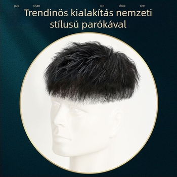 Férfi rövid hajú paróka – teljes emberi haj, volumen, könnyű lélegző sapka, perm vagy festés megengedett