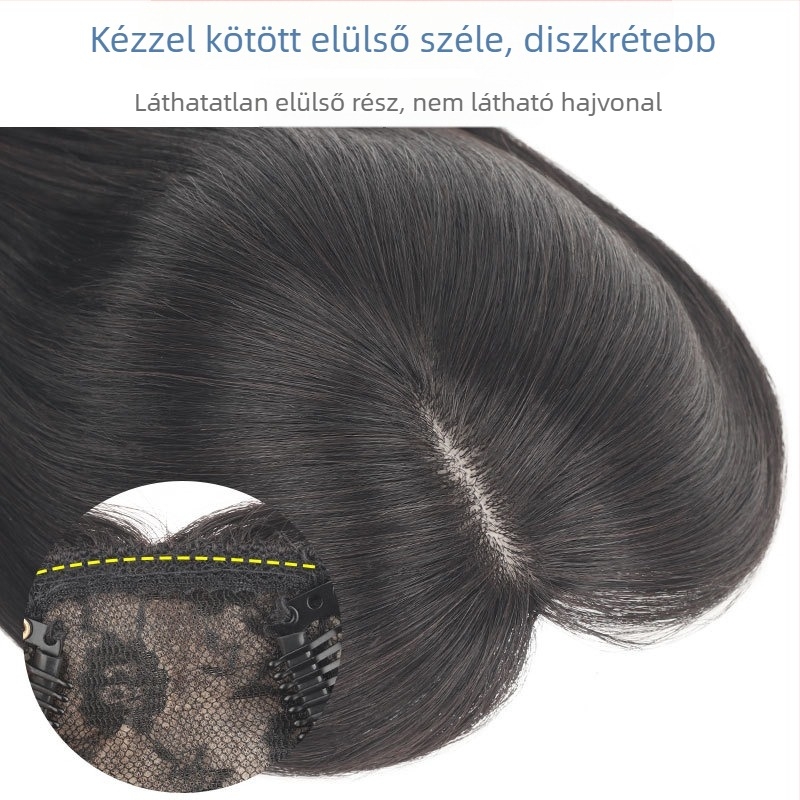 Hajpótló darab a hajvonal fedésére, hosszú egy darabos, egyenes haj, valódi hajból, nőknek, modell H812, növeli a volumenét, göndöríthető vagy festhető