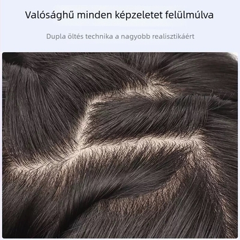 Női teljes fej paróka természetes stílusú, valódi hajból, kézzel kötött dupla tűzéssel, hosszú egyenes haj oldalsó frufnival, festhető és permelhető