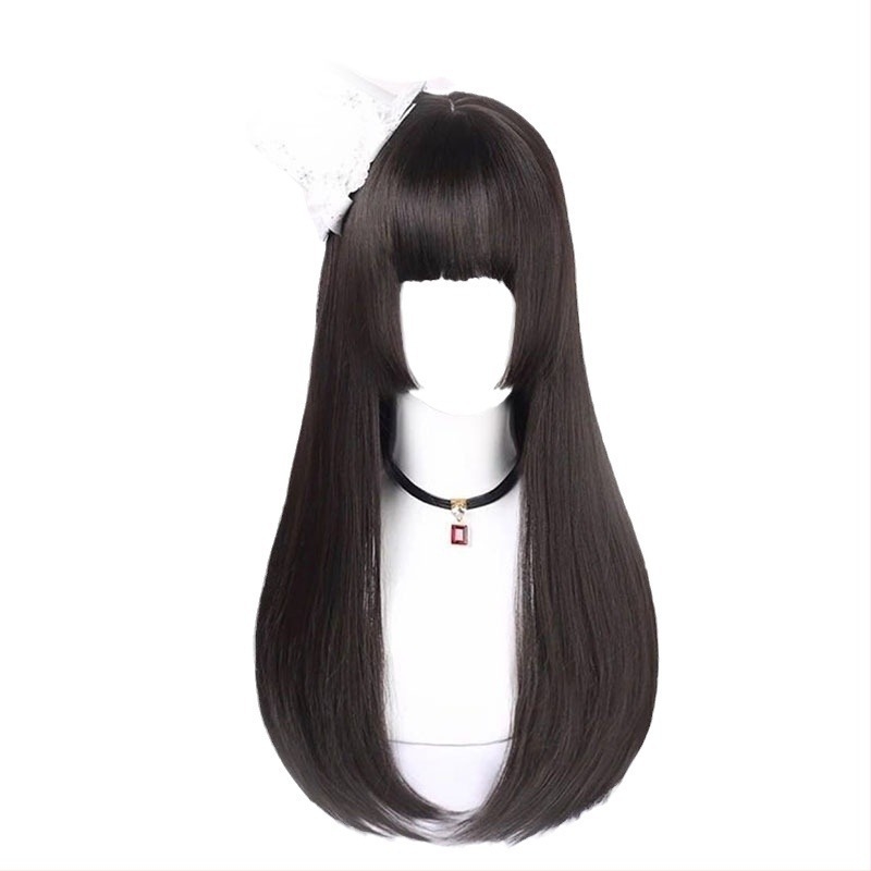 Hosszú, egyenes paróka ferde frufruval - hőálló szál, nem hétköznapi stílus, modell cf-665
