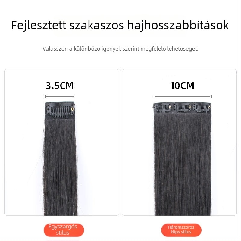 Valódi emberi hajból készült paróka, egyenes, 30 cm, clip-es hosszabbítás, festhető