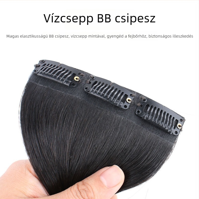 Valódi emberi hajból készült paróka, egyenes, 30 cm, clip-es hosszabbítás, festhető