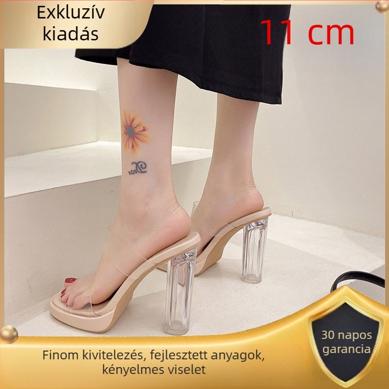 Női platformos szandál egy pánttal, római stílus, négyszögletes orr, PU felső, gumi talp