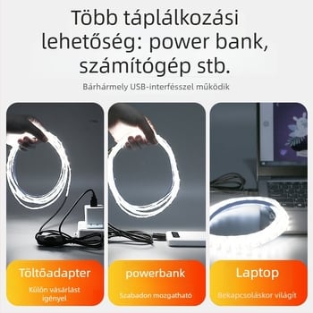 Öntapadós hátoldallal rendelkező monokróm LED-sáv, USB 5V-ellátás, 60 LED (2835), 5W, dimmer nélkül, TV háttérvilágítás