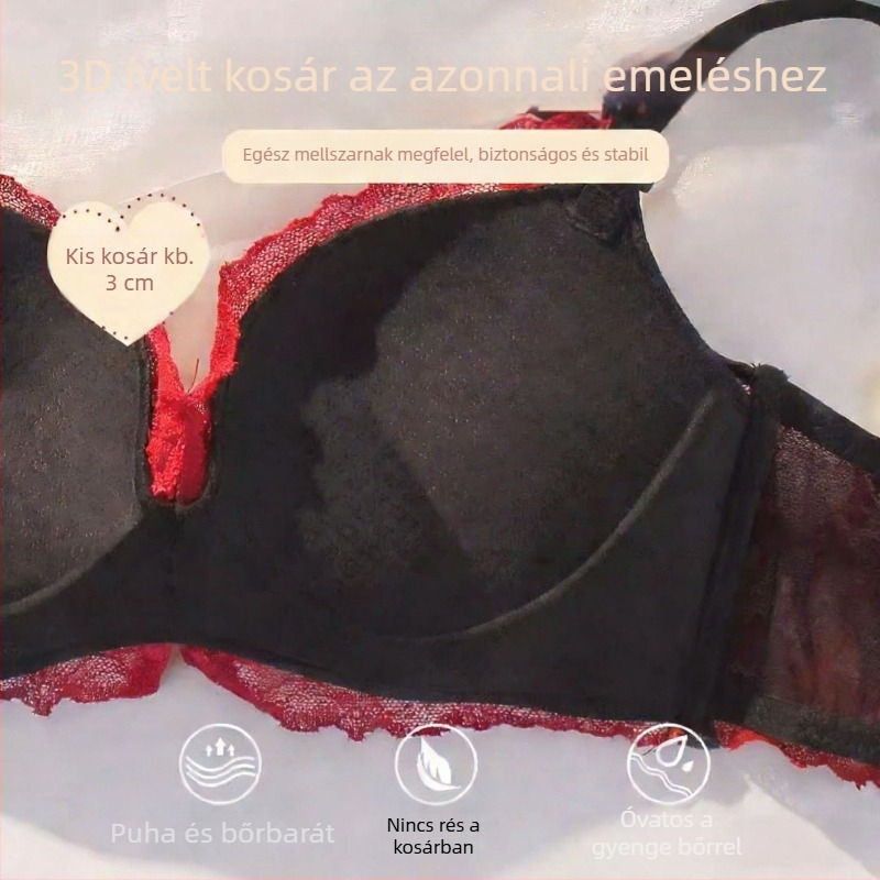 Női fehérnemű készlet – 3/4 kosár, hátoldali négy sor kapocs, rögzített dupla pántok, nylon anyag
