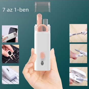 W-666 Tisztító készlet 7 az 1-ben billentyűzet, headset és telefonobjektív tisztításához, logózott OEM, notebookokhoz, számítógépekhez és digitális fényképezőgépekhez