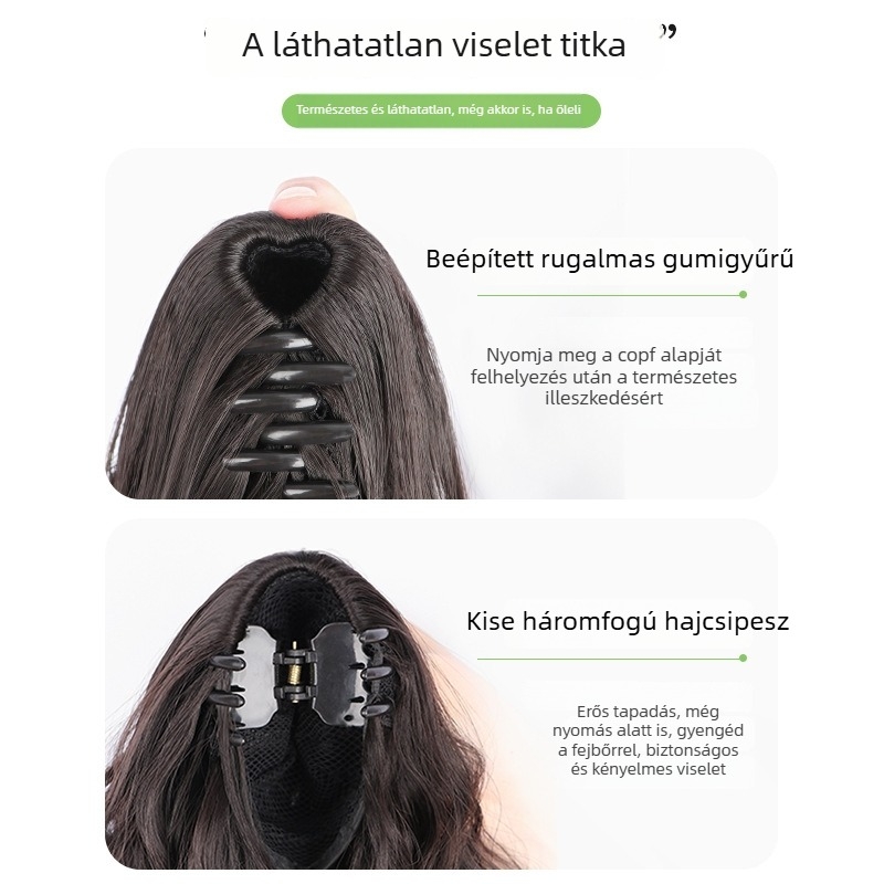 Női póthaj paróka, clip-in, magas lófarok stílus, hőálló szálból, modell DZ01, nem festhető vagy permelhető