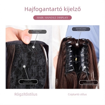 Póni farok paróka, hosszú göndör haj, hőálló rostból, modell 7017, mechanizmus technológia