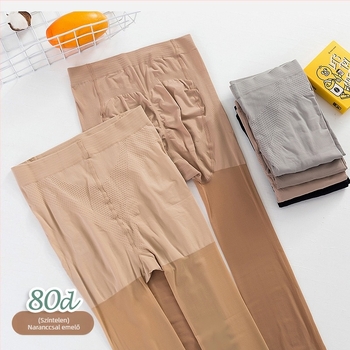 SK8357 Nagy méretű női harisnya, nylon 80D, csípőemelés, tavasz–ősz, átlátszó